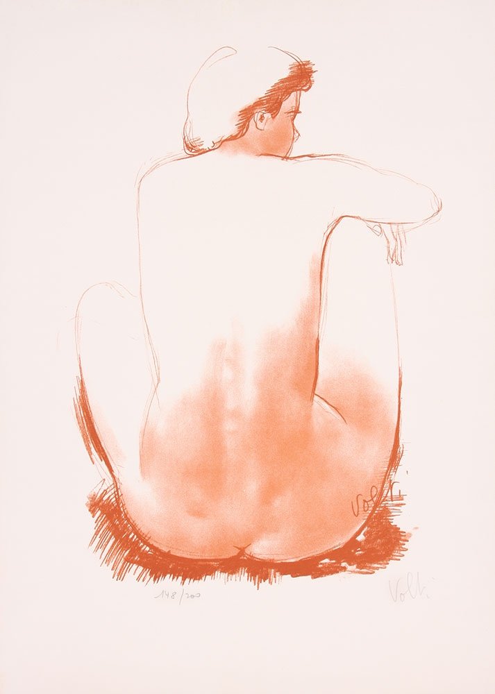 Lithographie Volti, signée au crayon par L’artiste et n° 148 / 200, nue féminin