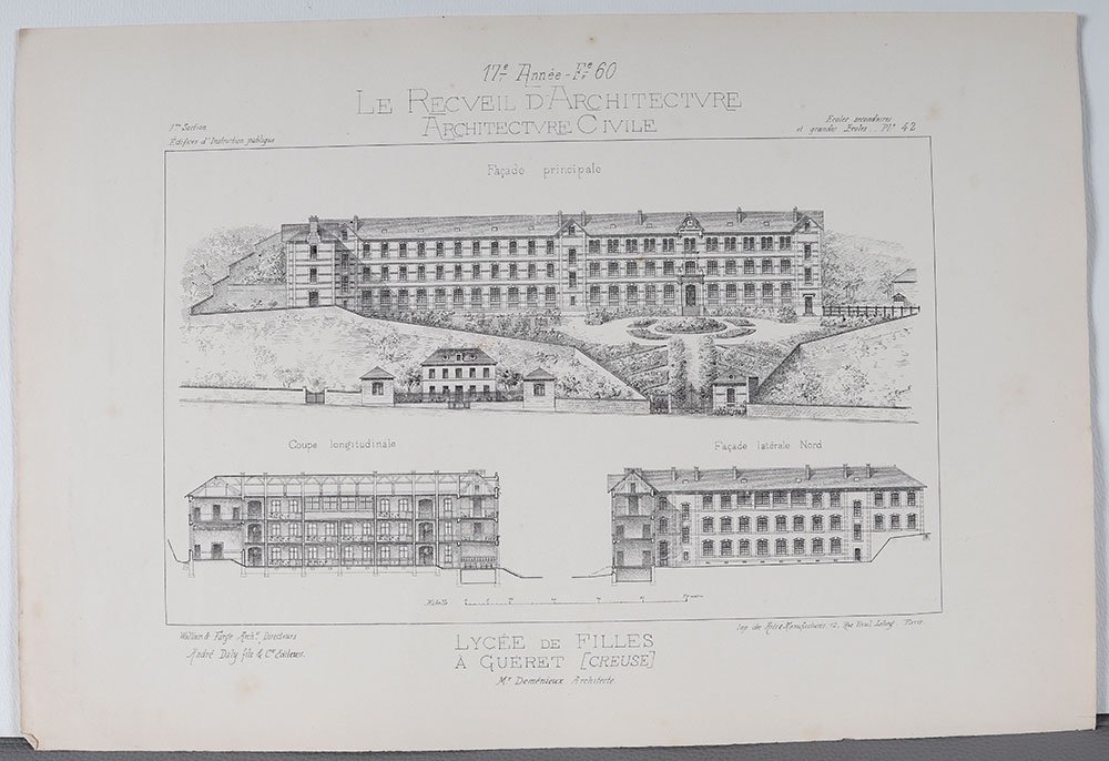 Architecture, Set Of 3 Engravings, 31x46 Cm, Early 20th Century-photo-4