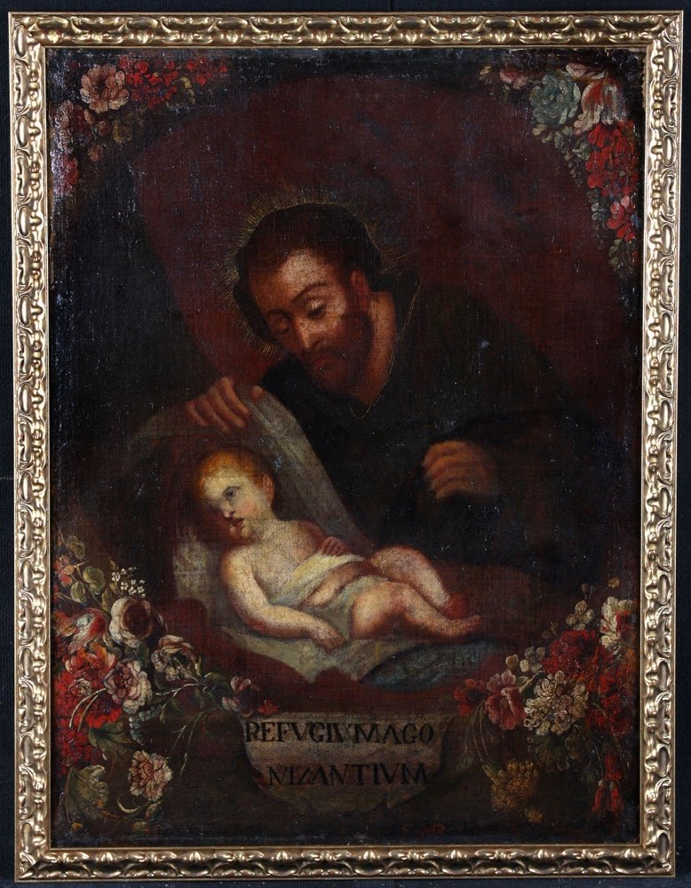 Italian School Of The 17th Century, 107 Cm, Joseph Watching Over The Child Jesus-photo-2