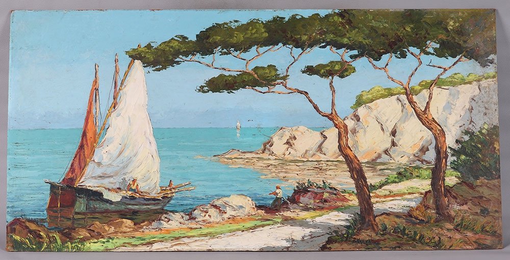 Marine, signé Robert Giovani, 120 cm, Côte d'Azur, Ecole Française