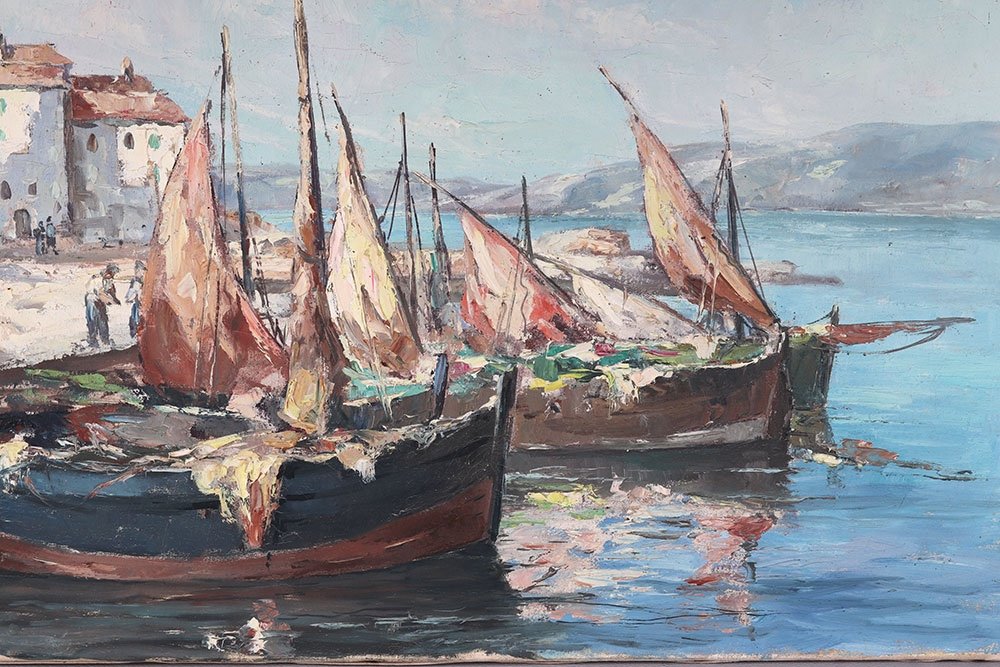 Martigues, 120 cm, Marcel Masson ( Antoine Blanchard) 1910/1988, Côte D’Azur, Ecole Française -photo-4