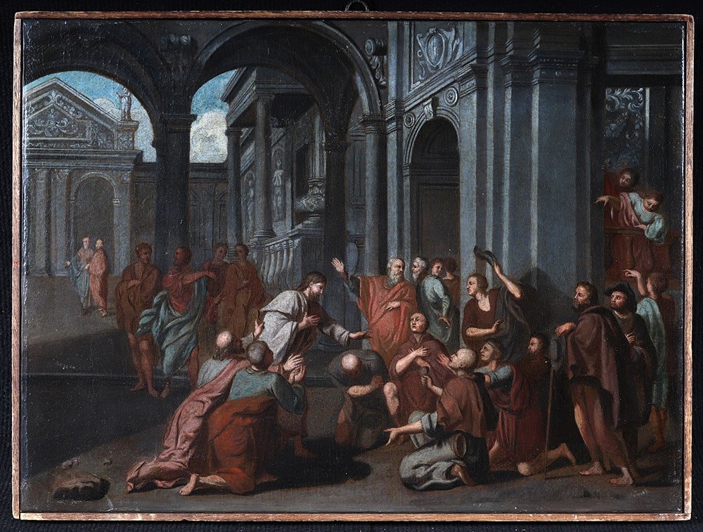 Italian School Of The 17th Century, Jesus Blessing His Faithful In The Temple -photo-3