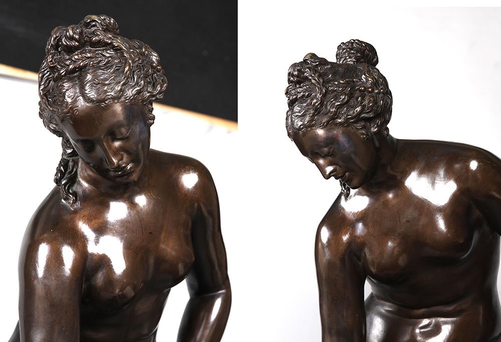 Large 19th Century Bronze, 86 Cm, Christophe Gabriel Allegrain 1710/1795, Venus Bathing -photo-3