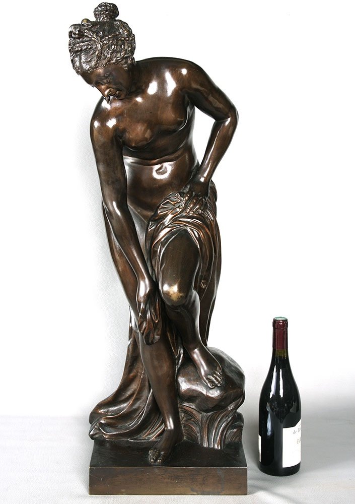 Large 19th Century Bronze, 86 Cm, Christophe Gabriel Allegrain 1710/1795, Venus Bathing 