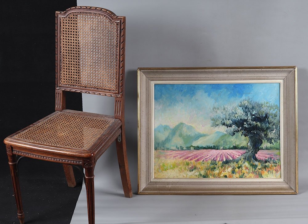 Paysage Provence, 80 X 64 cm, les lavandes, Sud de la France, Ecole Française-photo-2