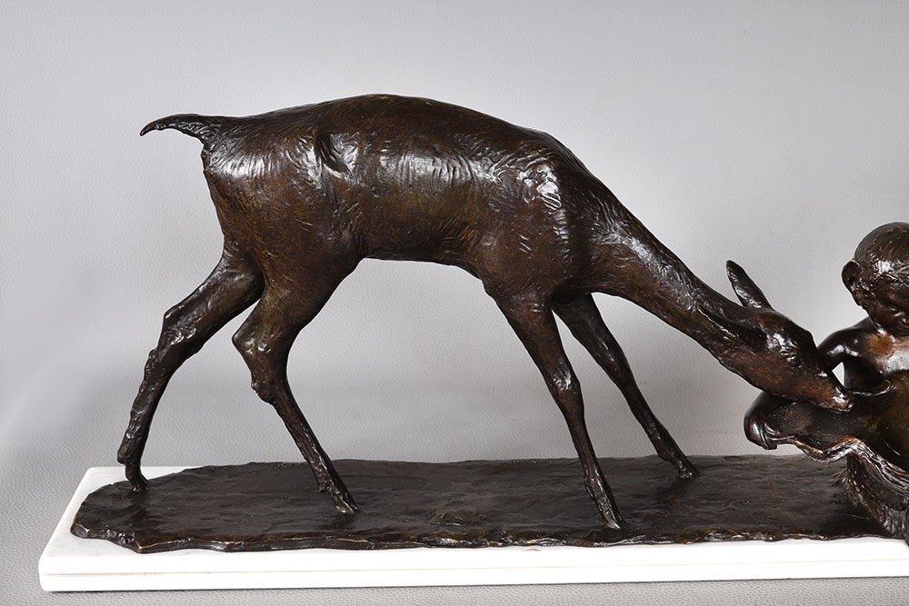 Bronze 1925, 94 cm, Ary BITTER, Fondeur : SUSSE, biches s’abreuvant-photo-4