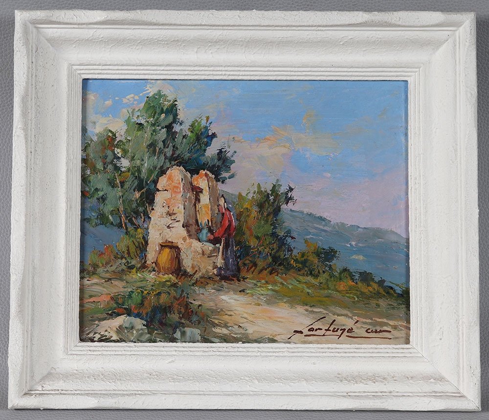 Pair Of Paintings, Fortuné Car 1905/1970, Provence, Luberon, South Of France-photo-2