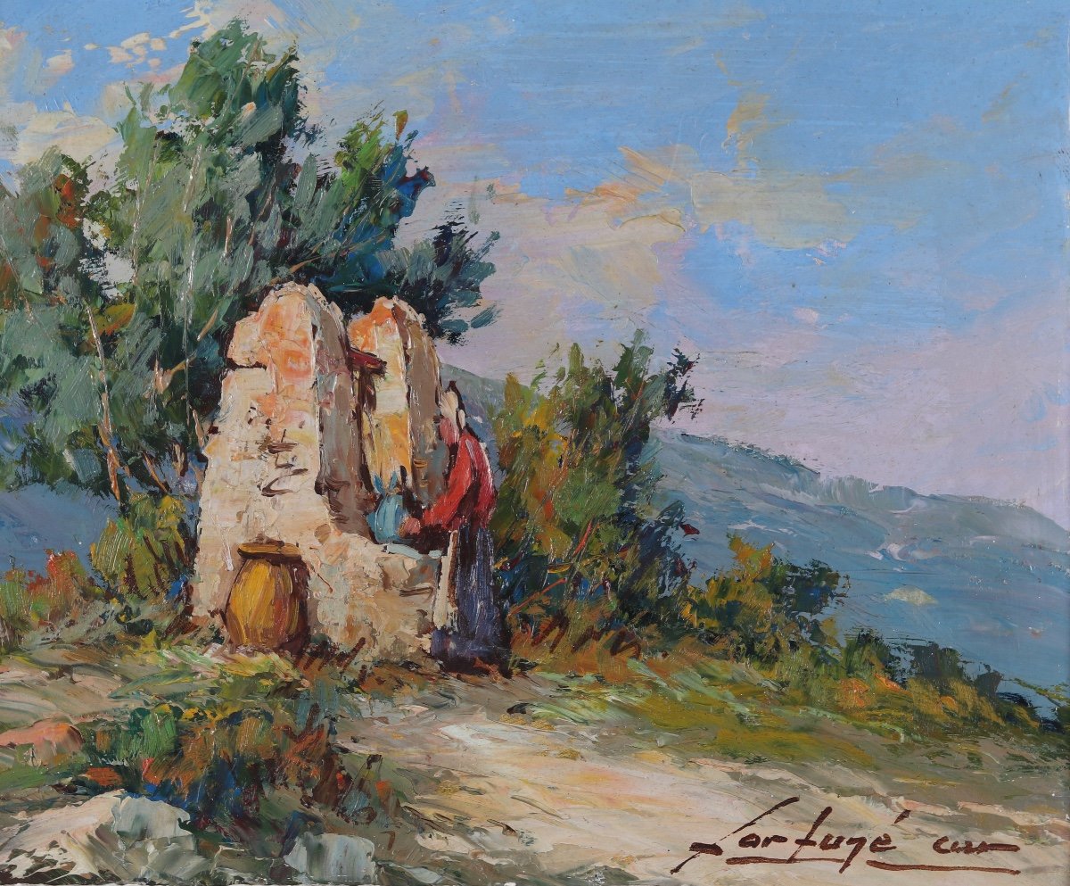 Pair Of Paintings, Fortuné Car 1905/1970, Provence, Luberon, South Of France-photo-3