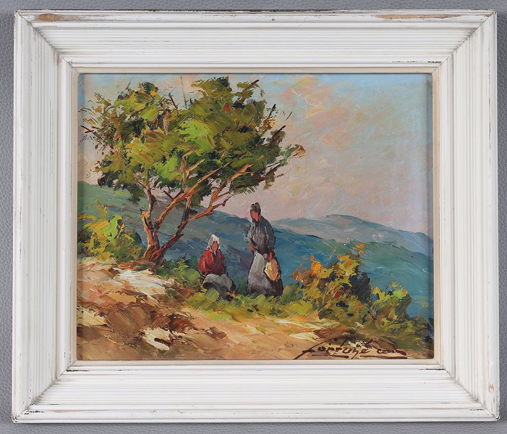 Pair Of Paintings, Fortuné Car 1905/1970, Provence, Luberon, South Of France-photo-4