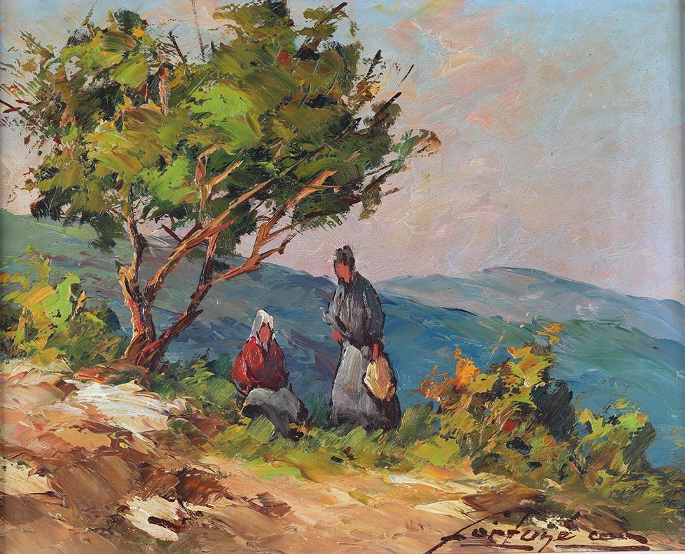 Pair Of Paintings, Fortuné Car 1905/1970, Provence, Luberon, South Of France-photo-1