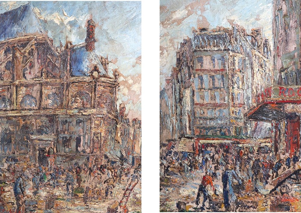 Fernand Laval 1886/1966, Paris, 100 Cm, Dated 1951, Les Halles, Saint Eustache Church-photo-4