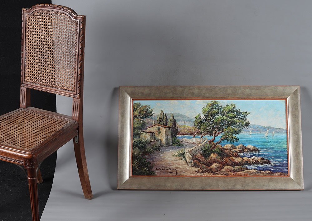 The Côte d'Azur, 94 Cm, Signed: Pierre Lemoine, Circa 1950/60, l'Esterel, South France, Marine-photo-2