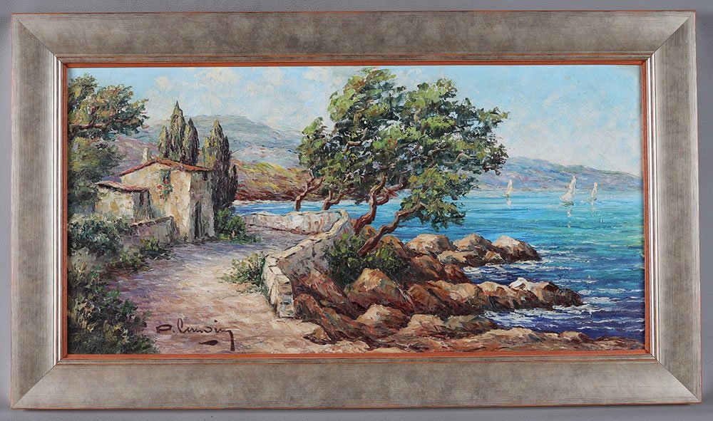 The Côte d'Azur, 94 Cm, Signed: Pierre Lemoine, Circa 1950/60, l'Esterel, South France, Marine