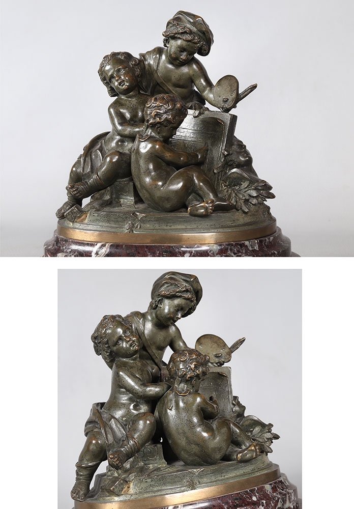 19th Century Bronzes, Signed Elias Robert 1821/1874, Allegory Of The Arts-photo-2