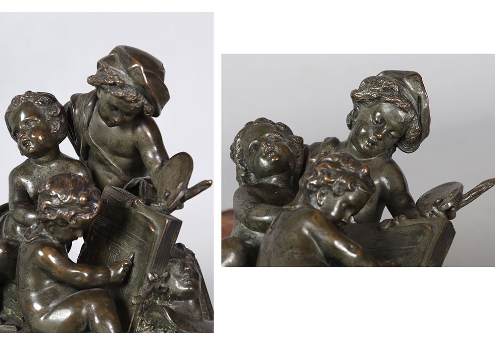 19th Century Bronzes, Signed Elias Robert 1821/1874, Allegory Of The Arts-photo-3