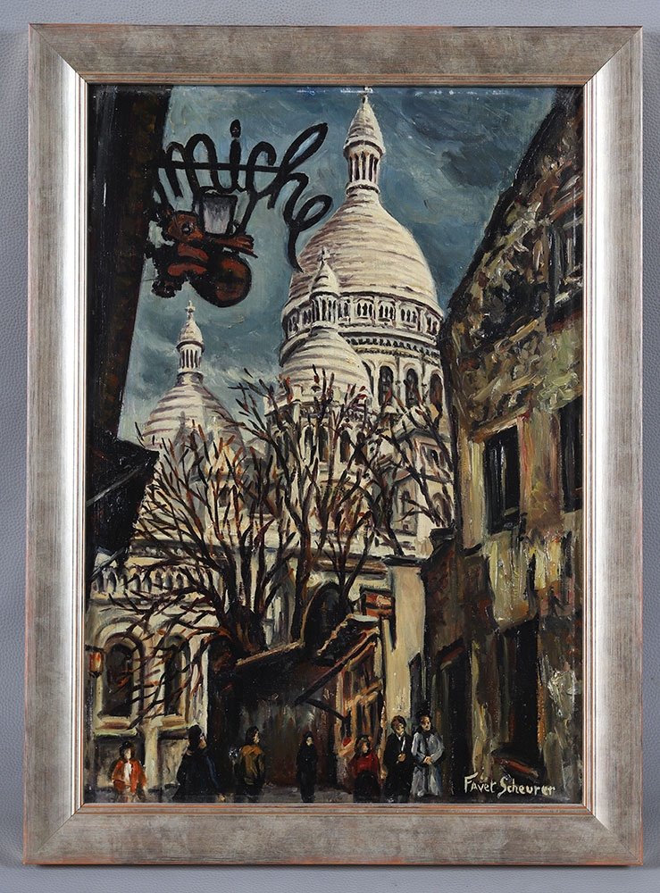 Montmartre, Paris, Signed: Rachel Favet-scheurer, Dated: 1969, French School