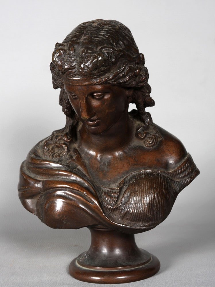 Bronze du XIX ème siècle, buste de d'Ariane, femme de Dionysos