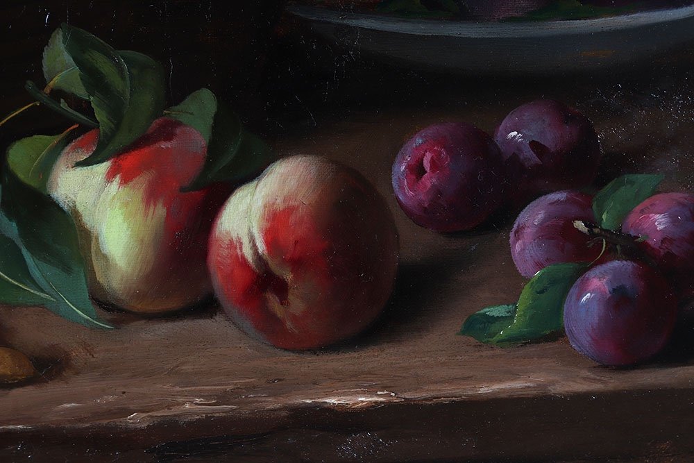 Brunel de Neuville, 81 cm, Nature Morte aux Fruits, Ecole Française-photo-4