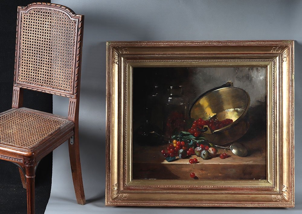 Brunel De Neuville, 88 cm, Nature Morte aux Fruits, Ecole Française-photo-2