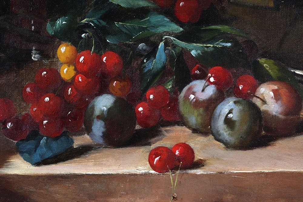 Brunel De Neuville, 88 cm, Nature Morte aux Fruits, Ecole Française-photo-3