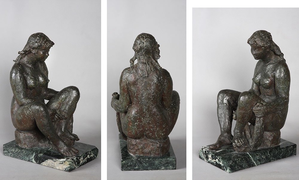 Bronze Octavio Vicent 1913/1999, La baigneuse, Bronze à la cire perdue.-photo-3