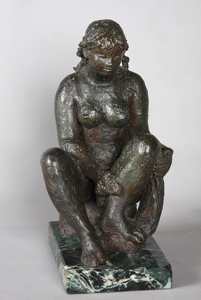 Bronze Octavio Vicent 1913/1999, La baigneuse, Bronze à la cire perdue.