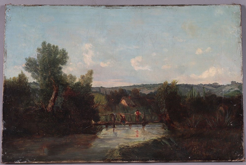 Ecole de Barbizon du XIX ème, Ecole Française, 58 cm.