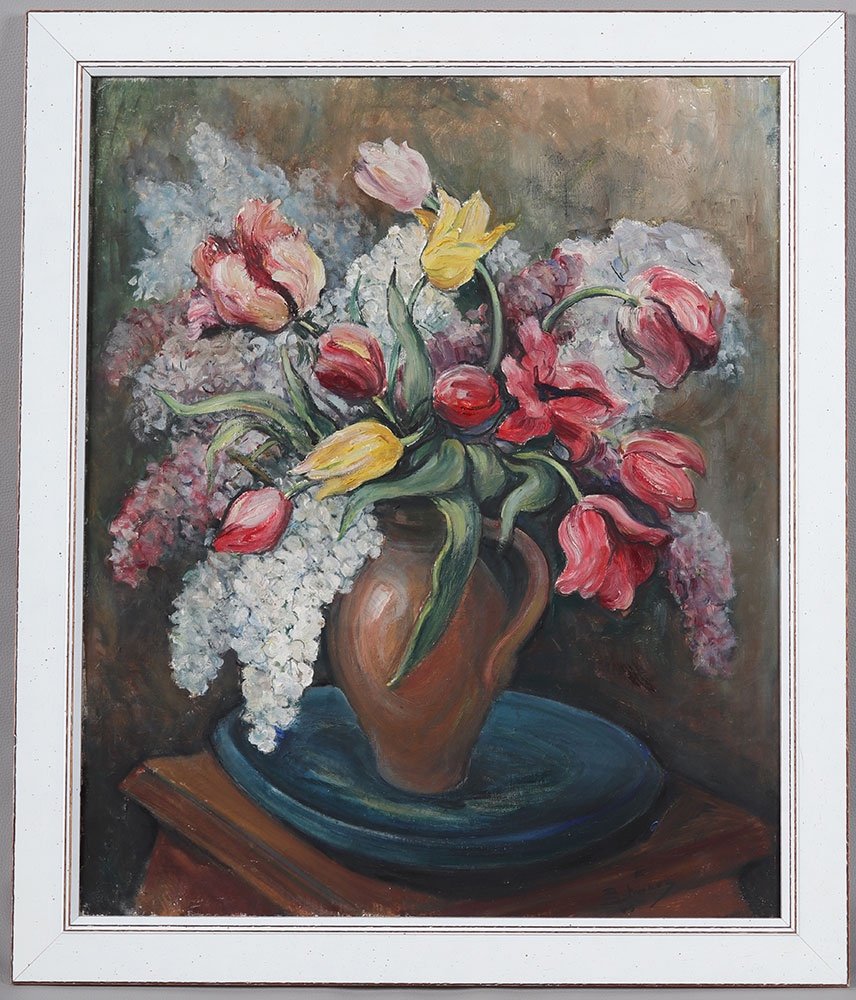 Paul Theodore SCHWARZ 1907/1993, de 1949, 83 cm, Bouquets de fleurs, nature morte 