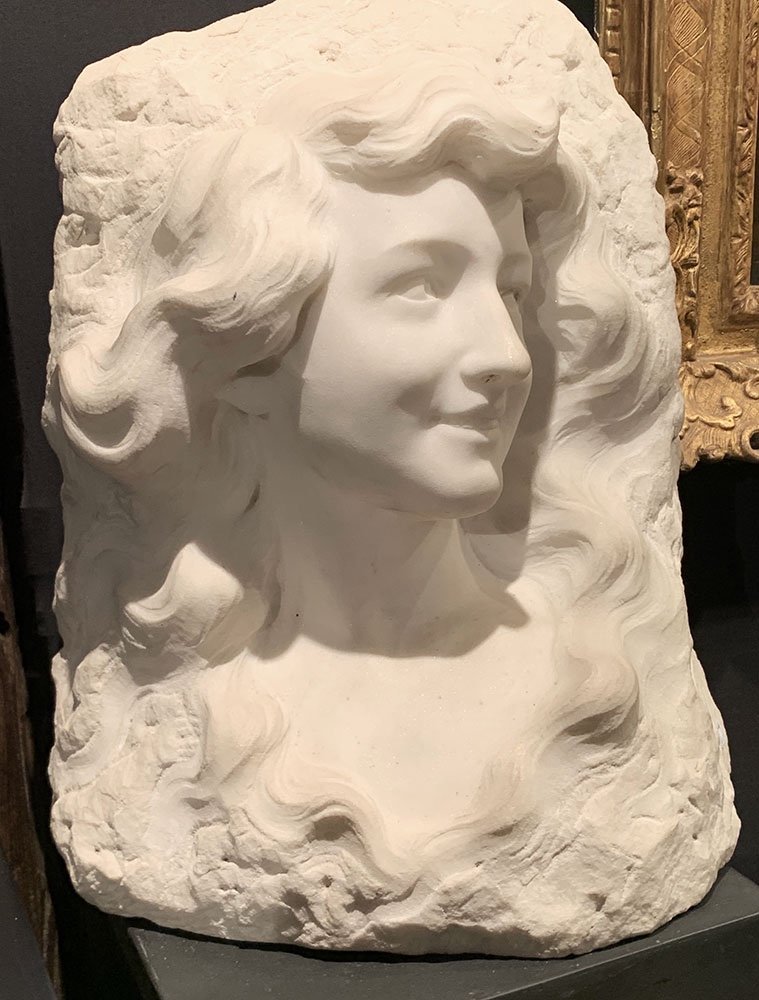 Carrara Marble Circa 1900, By Etienne Lenhoir Active Circa 1880/1910, Young Woman -photo-2