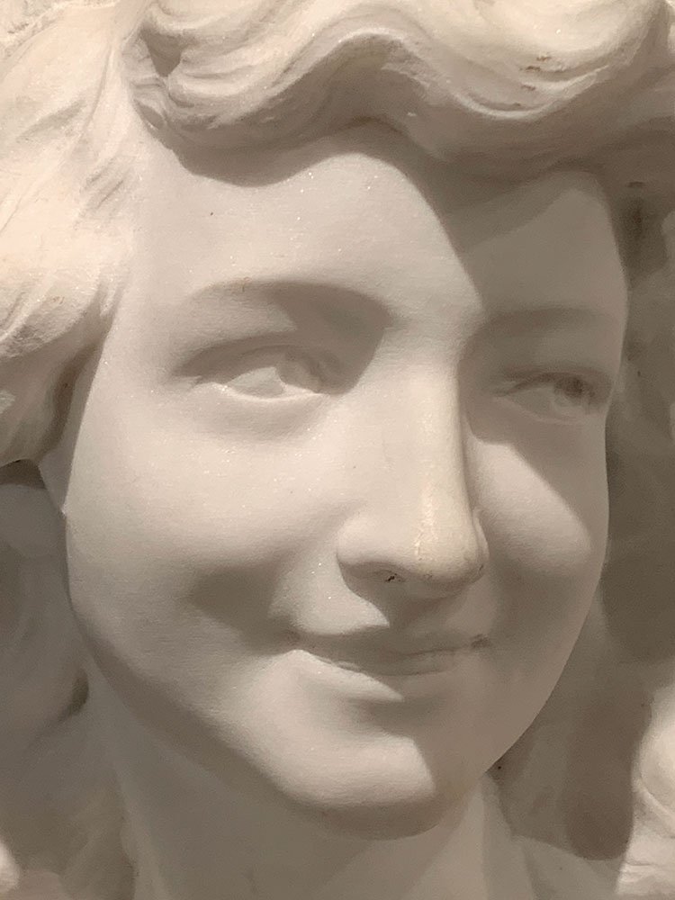 Carrara Marble Circa 1900, By Etienne Lenhoir Active Circa 1880/1910, Young Woman -photo-3