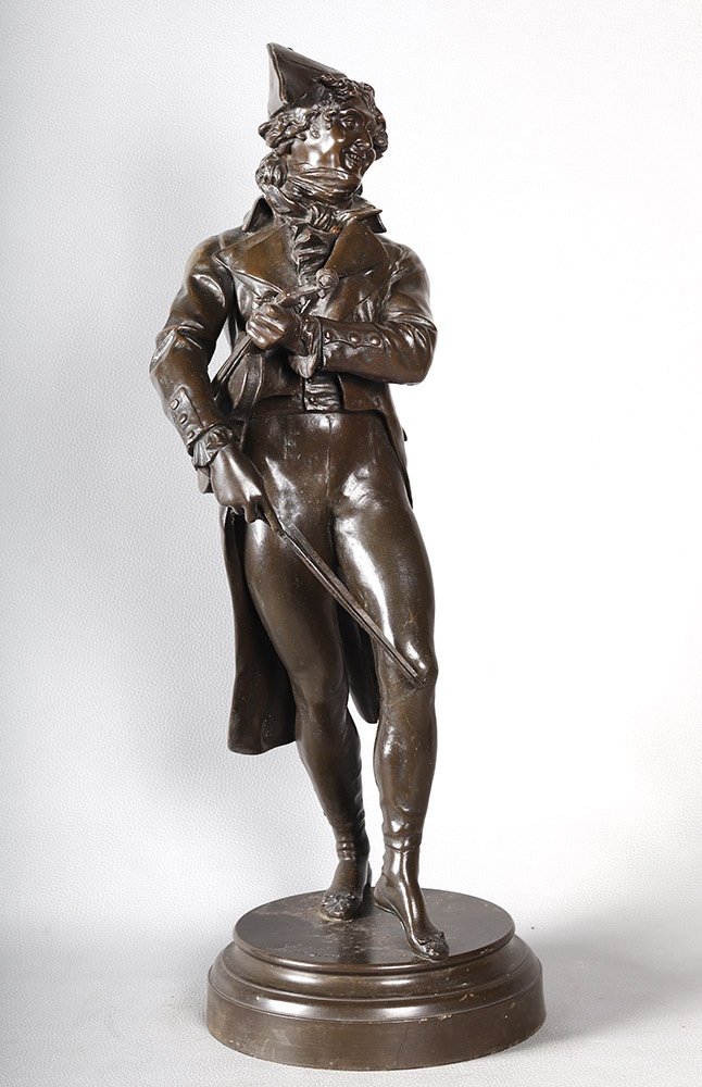 Bronze XIX ème, 62 cm, Jean Jules SALMSON 1823/1902, Violoniste sous l'Empire, Ecole Française