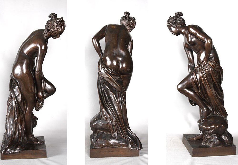 Large 19th Century Bronze, 86 Cm, Christophe Gabriel Allegrain 1710/1795, Venus Bathing -photo-4