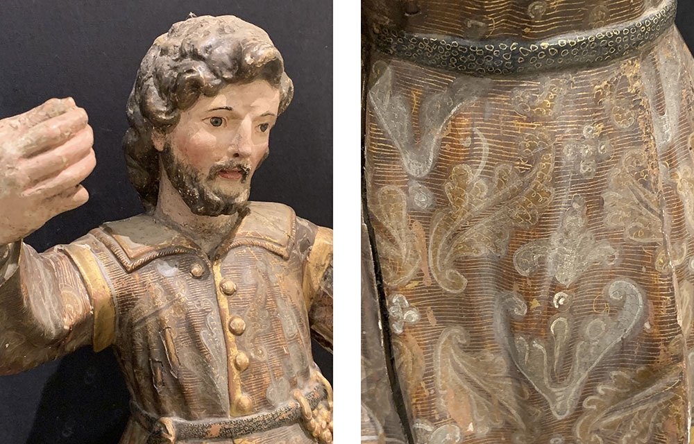 Saint Isidore, 17th Century, 60 Cm, Spanish School, Polychrome Wood And Gold Leaf-photo-2