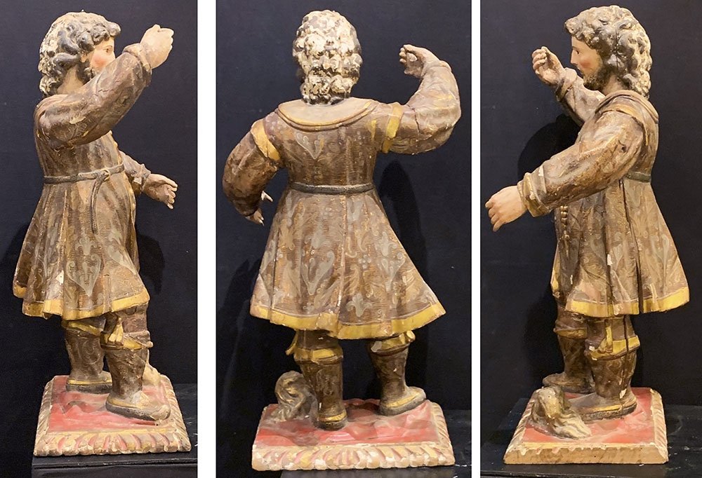 Saint Isidore, 17th Century, 60 Cm, Spanish School, Polychrome Wood And Gold Leaf-photo-4