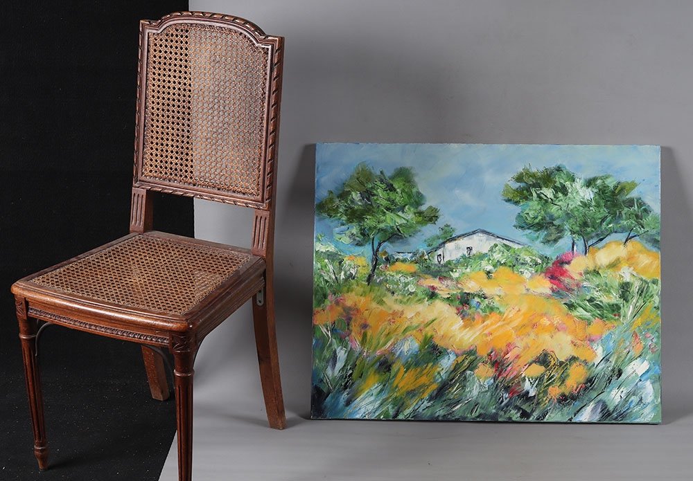 Landscape Of Provence, Mistral, 81 Cm, Dated: 1991 And Signed, French Provençal School-photo-2