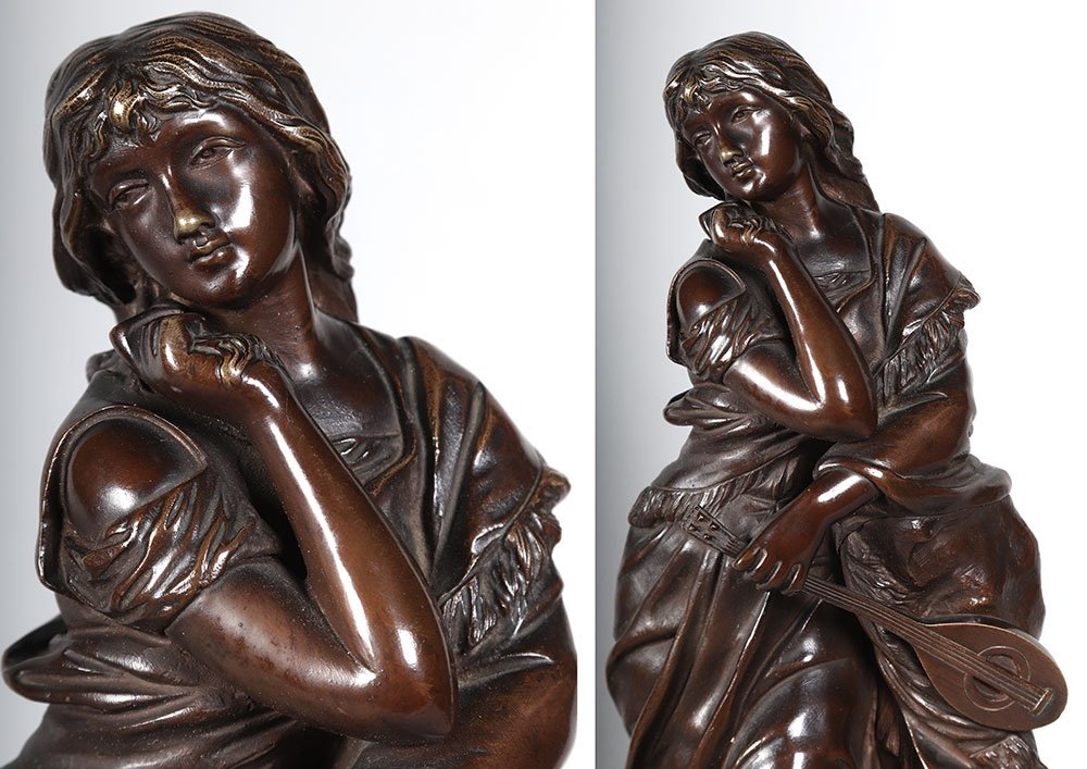 19th Century Bronze, By Adrien Gaudez 1845/1902, "mignon" Heroine Of The Comic Opera-photo-2