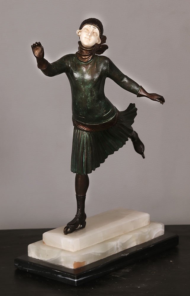 Chiparus (1886-1947), 36 cm, Chryséléphantine, signé, patineuse-photo-2