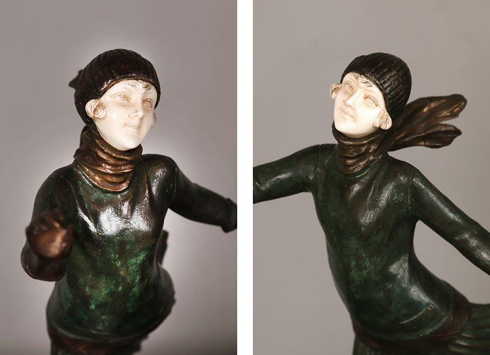 Chiparus (1886-1947), 36 cm, Chryséléphantine, signé, patineuse-photo-3