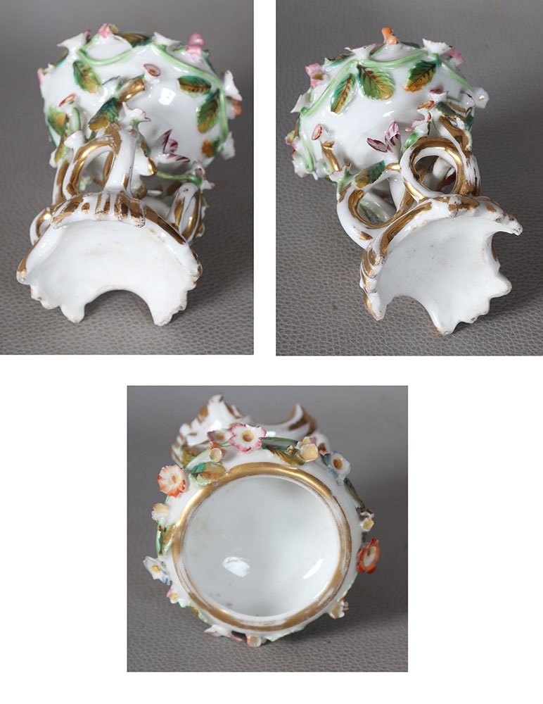 Antique Porcelain Cup, Romantic Floral Decoration-photo-3