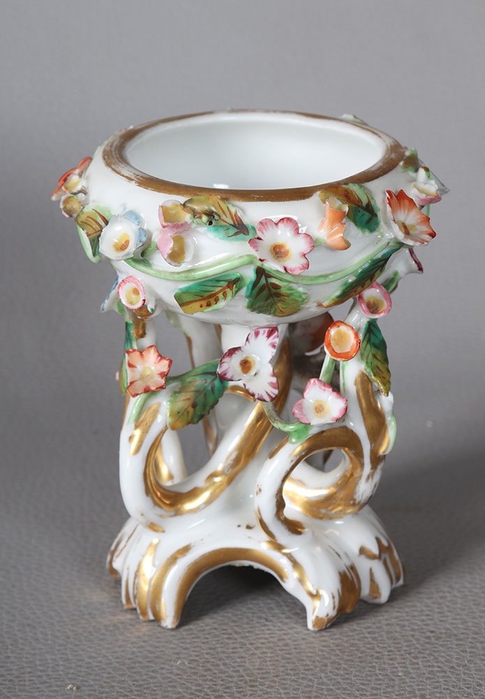 Antique Porcelain Cup, Romantic Floral Decoration