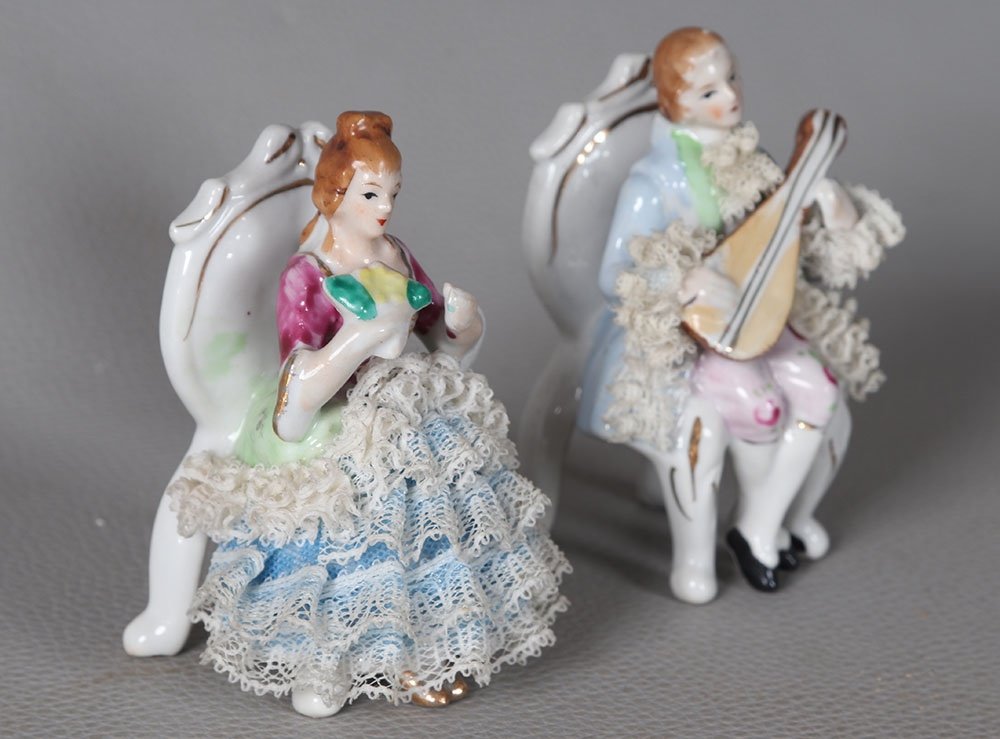 Couple Porcelaine, cachet : Nippon, hauteur : 9 cm-photo-2