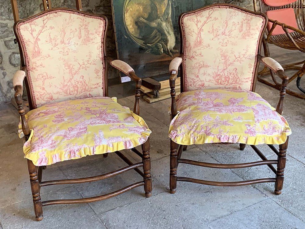 Paire de Fauteuils Provençale, fin XIX ème / début XX ème 