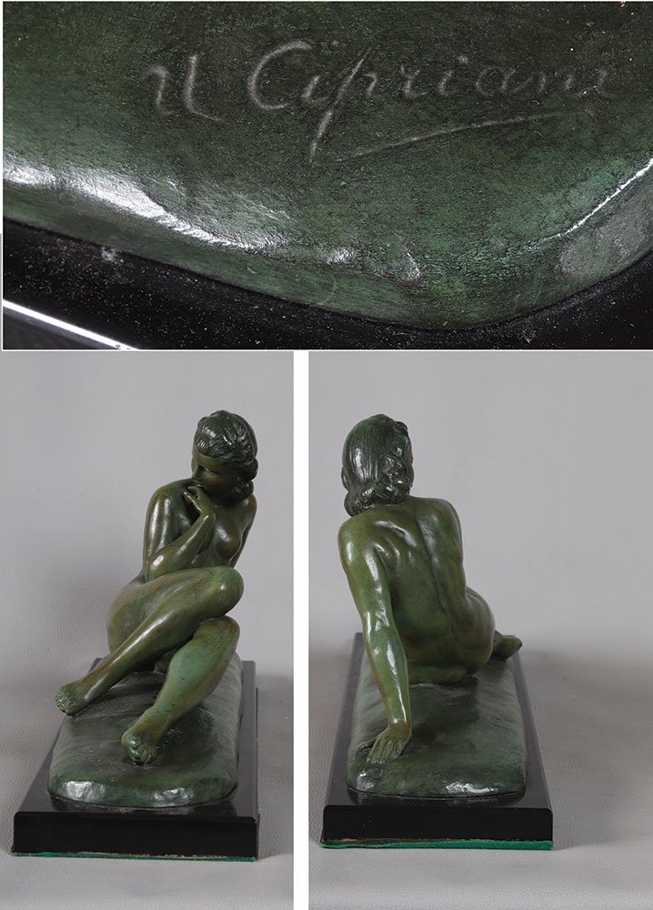 Bronze Early 20th Century, Ugo Cipriani 1887/1960, Female Nude-photo-4