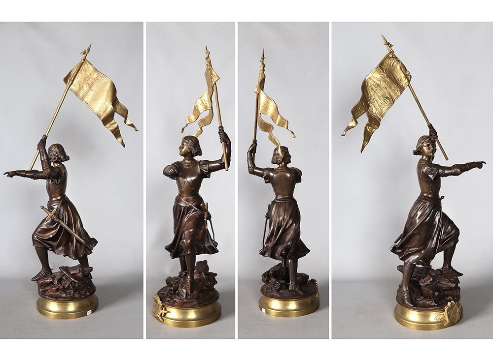 19th Century Bronze, 80 Cm, Adrien Gaudez 1845/1902, Joan Of Arc-photo-3