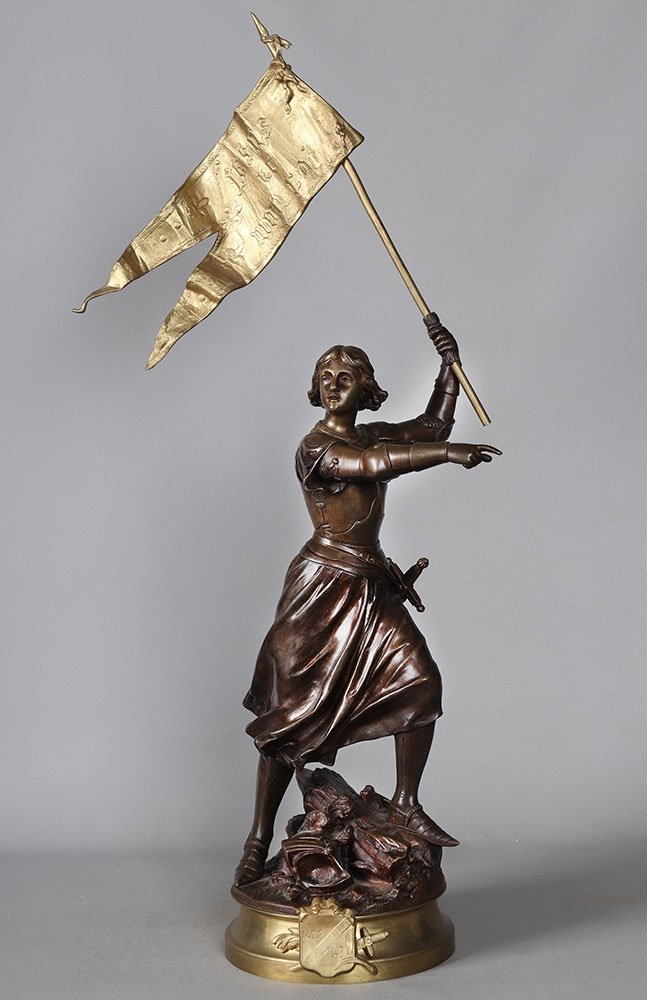 19th Century Bronze, 80 Cm, Adrien Gaudez 1845/1902, Joan Of Arc