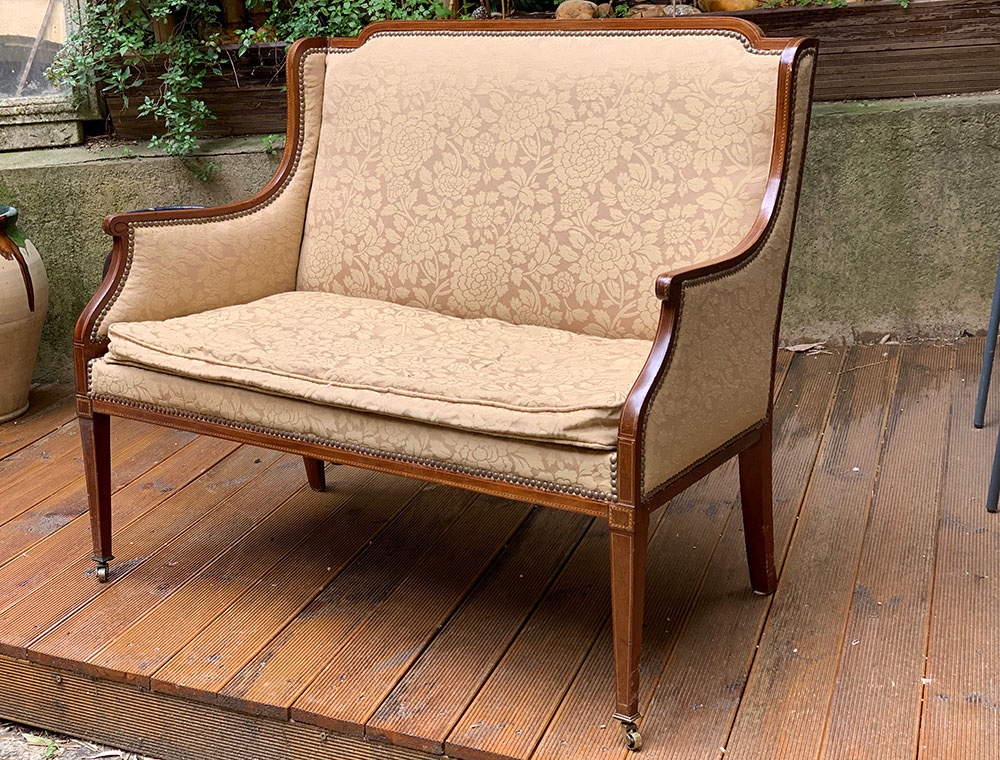 Late 19th Century Bench, With Marquetry