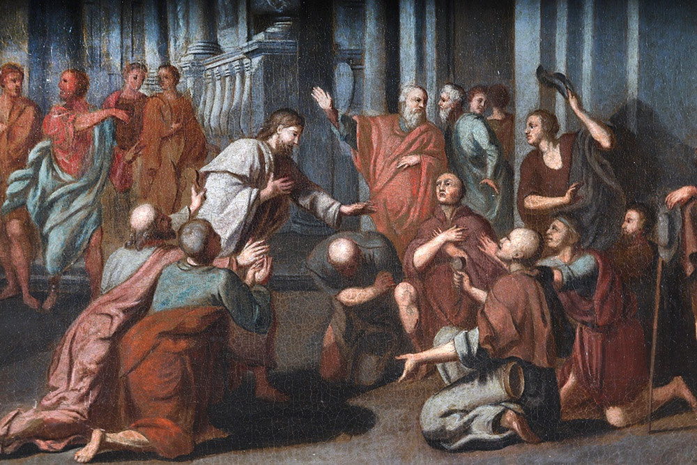 17th Century Italian School, Jesus Blessing His Faithful In The Temple -photo-4