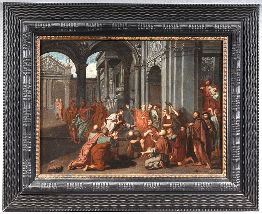 17th Century Italian School, Jesus Blessing His Faithful In The Temple 