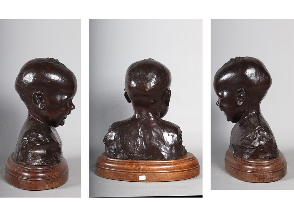 Bronze, Early 20th Century, Signed Vito Vaccaro 1887/1960, Bust Of A Baby-photo-3