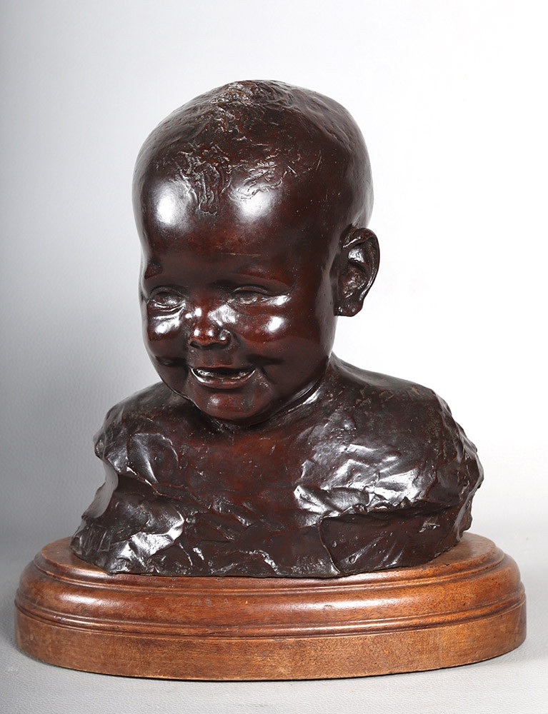 Bronze, Early 20th Century, Signed Vito Vaccaro 1887/1960, Bust Of A Baby